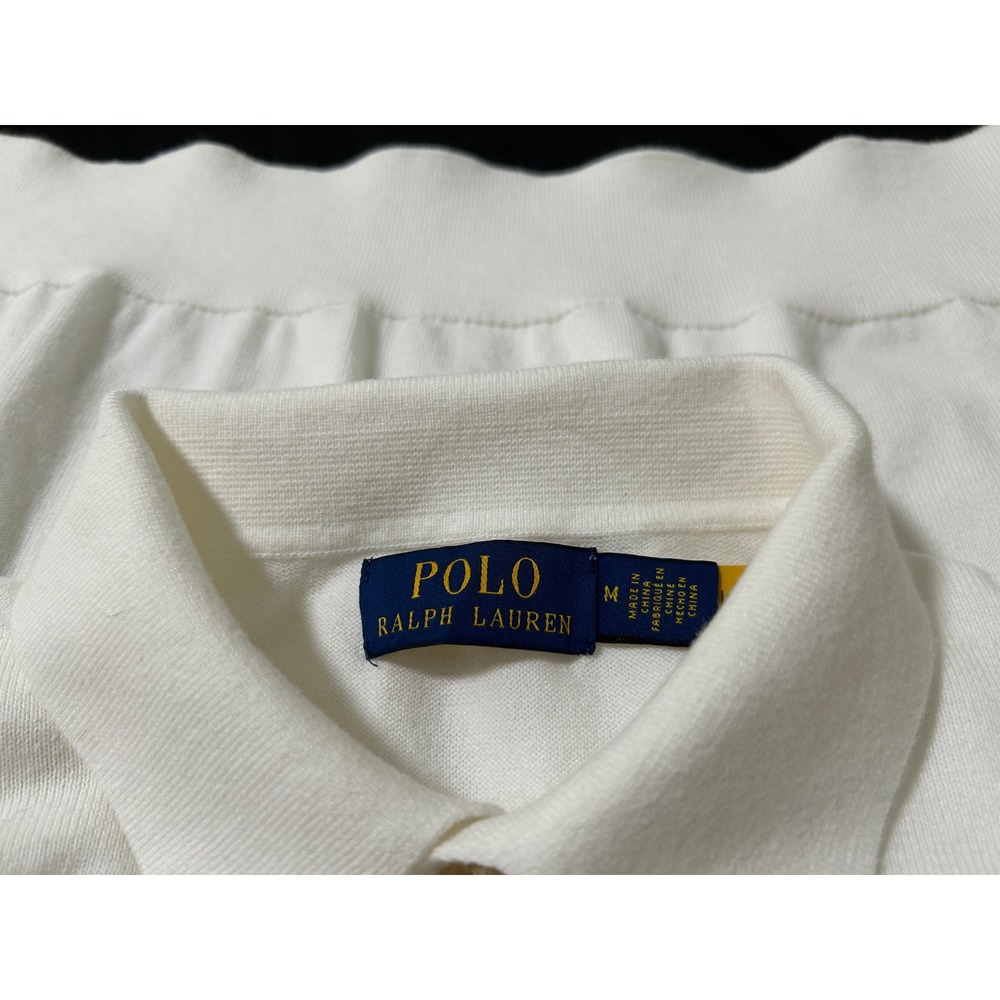 Polo Ralph Lauren Mens Knit Polo Shirt Cream White Short Sleeve Cotton Size M - Picture 5 of 6